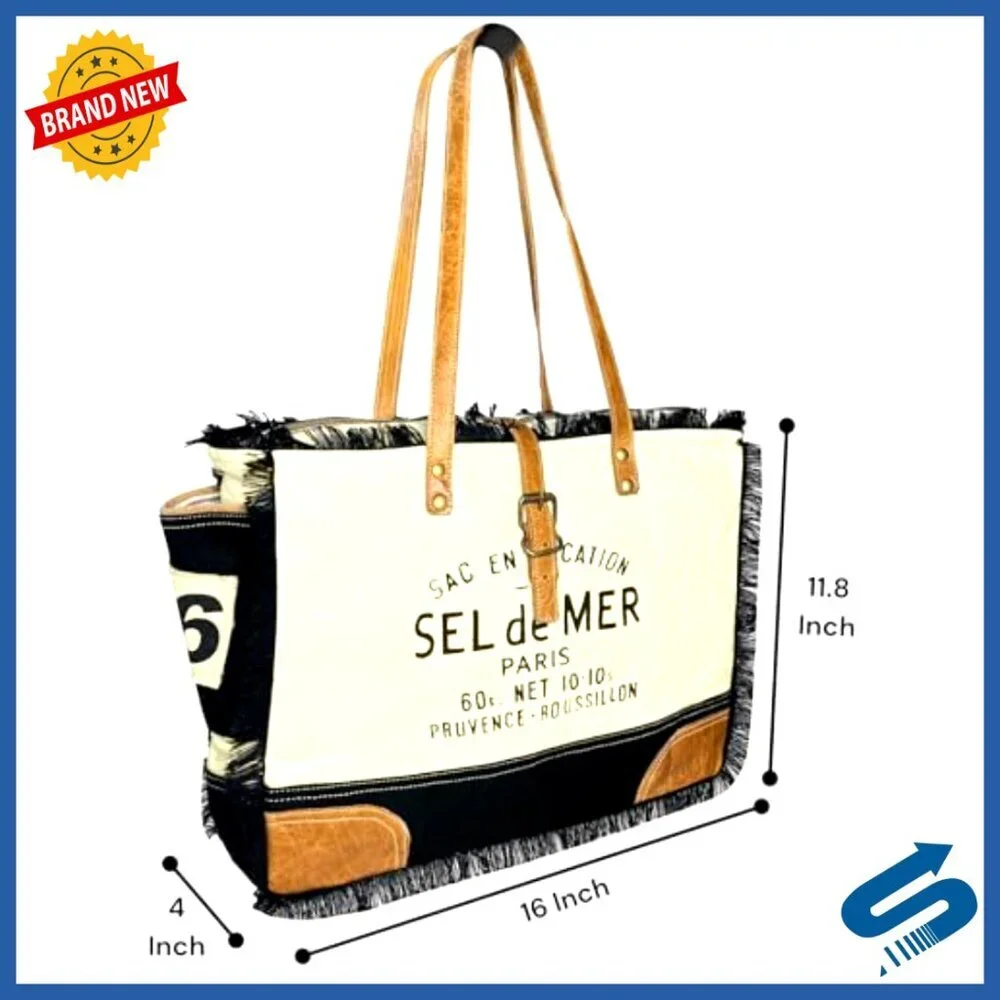 Canvas Leather Tote Bag Shoulder Hobo Travel Handbag Satchel Purse